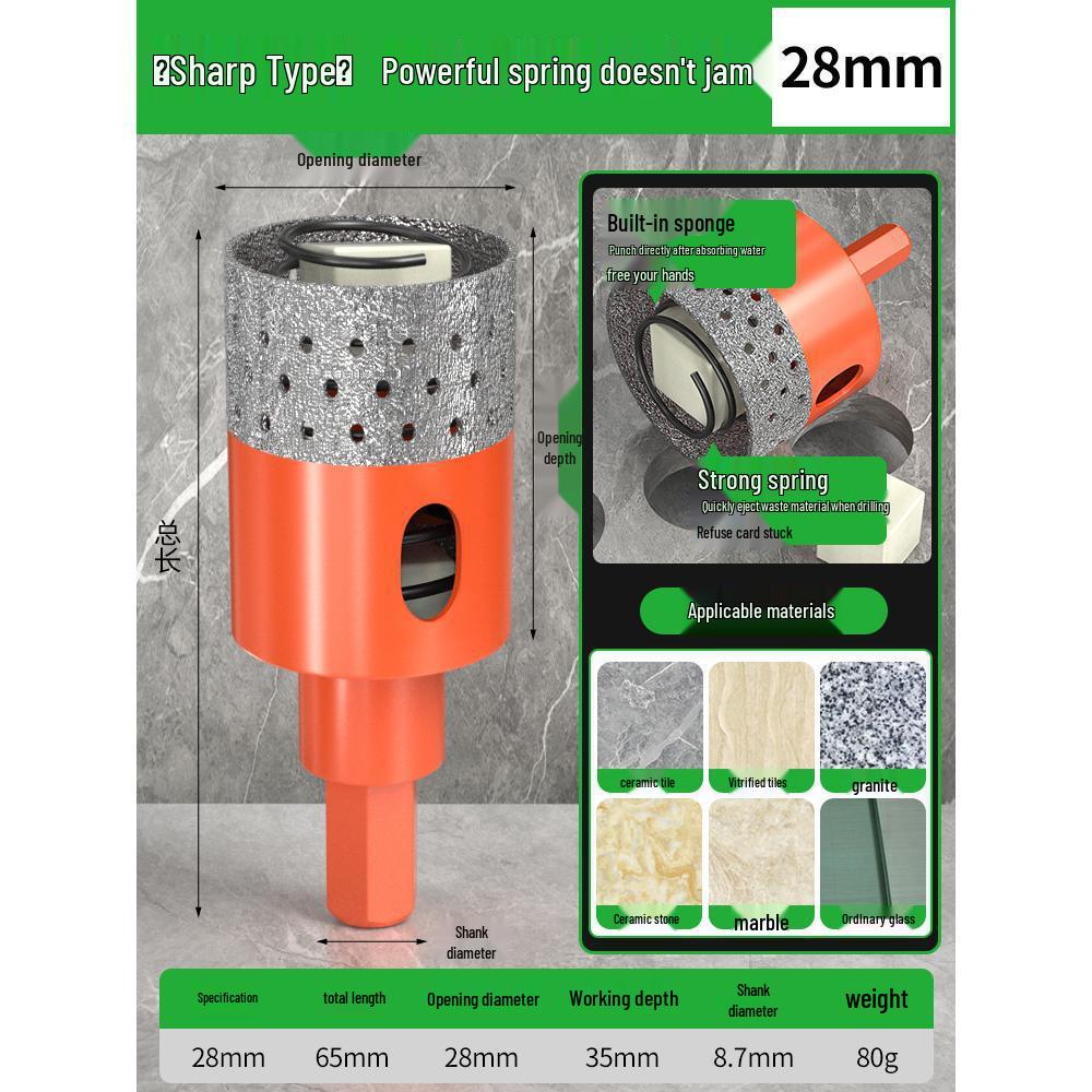 Baolian Dry Cut Hole Saw for Marble & Porcelain - Chip-Free Drilling Bit for Tile and Rock Slabs.