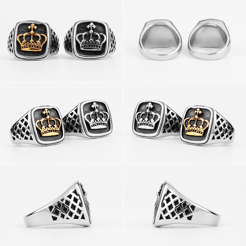 Kronen Gold Farbe Herren Ringe Punk Hip Hop Trendy Cool für Freund Männlich Edelstahl Schmuck Kreativität Geschenk