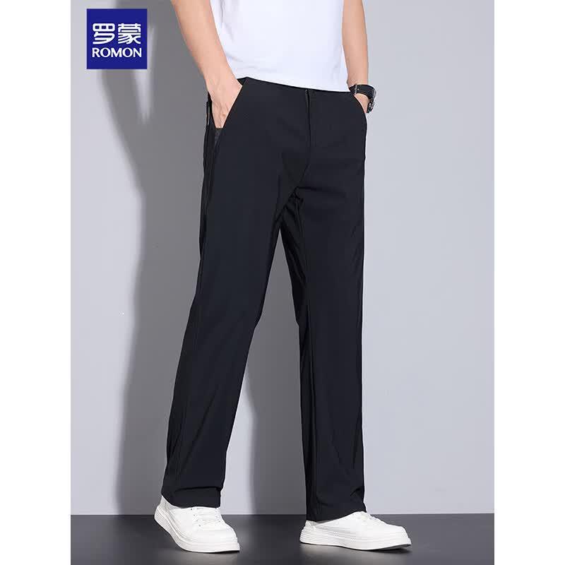 ROMON Men's Loose Fit Ice Silk Casual Pants