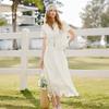 Xiangying Women's Embroidered Two-Piece V-Neck Skirt Set