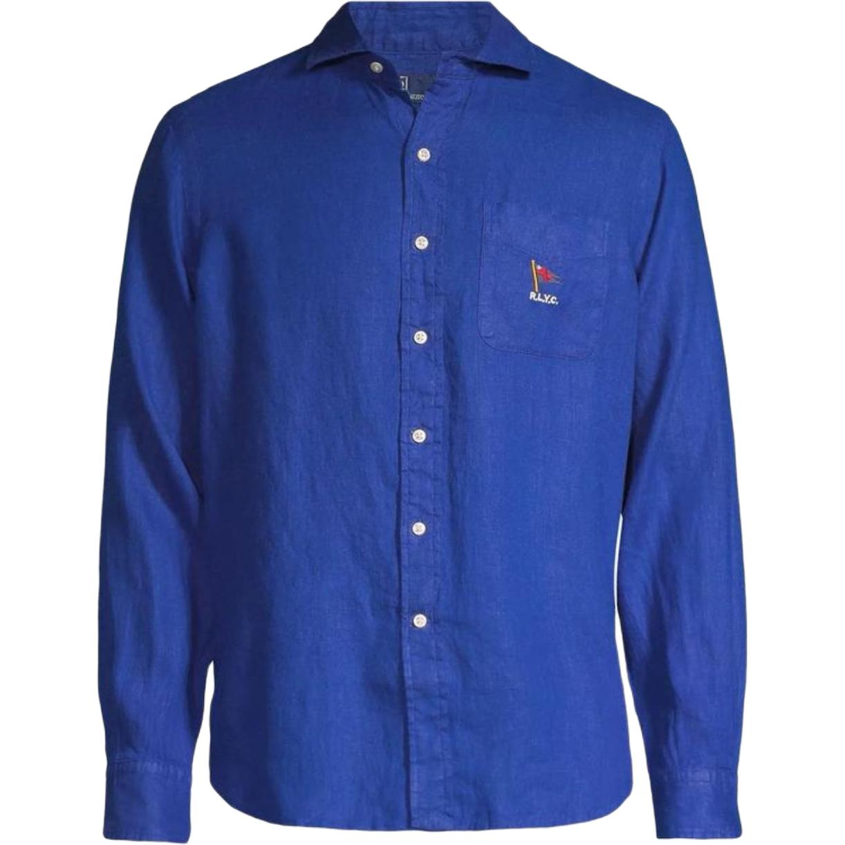 

Polo Ralph Lauren Letter Print Single-Breasted Pocket Long Sleeve Shirt Men shirts Blue 710925184-002 L