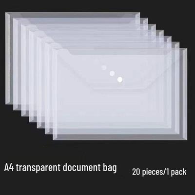 A4 Transparent Snap Button File Bag - Waterproof Test Paper Storage & Archive Folder for Students and Office Supplies