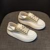 Spring and Autumn New Lightweight Retro Muffin Platform Single Shoes Leather Can Be Stepped On Lace-up Comfortable Women's Shoes Casual Board Shoes