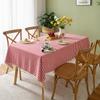Christmas Red Checkered Tablecloth Geometric Linen Blend Table Cover Dining Room
