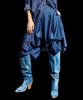 Lekyulli Skirt Silhouette Baggy Pants Like Denim Deep Blue