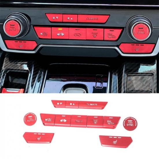 Red Central Console AC Button Aluminum Cover Trim For Honda CR-V 2017-2021 DX<