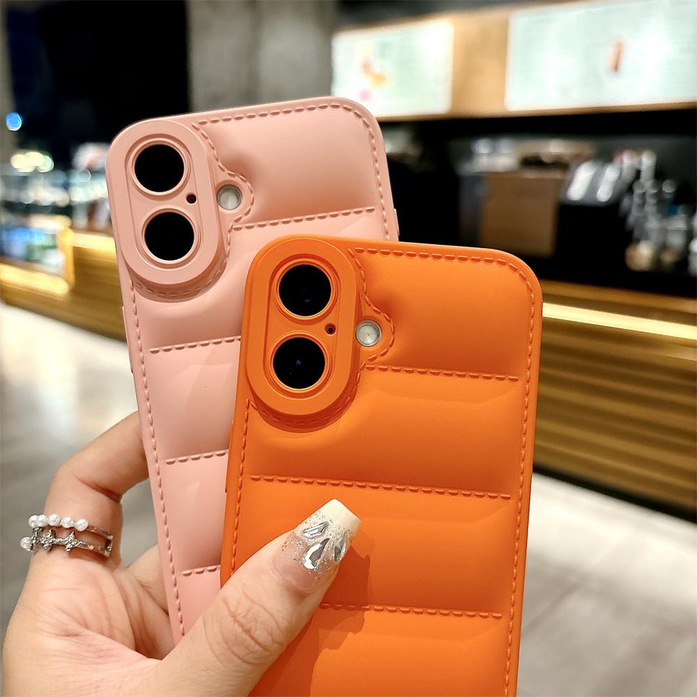 Down Jacket Hand Wrist Strap Case for For Iphone 16 1 14 13 Pro Max 12 11 X Xr Xs 7 8 Plus SE Lanyard Solid Color Soft Cover