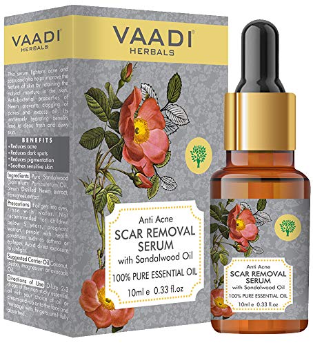 VAADI HERBALS Scar Removal Serum (Pure Mix Of Sandalwood Oil, Steam Distilled Neem & Fenugreek Extract) - Reduces Acne, Dark Spots & Pigmentation