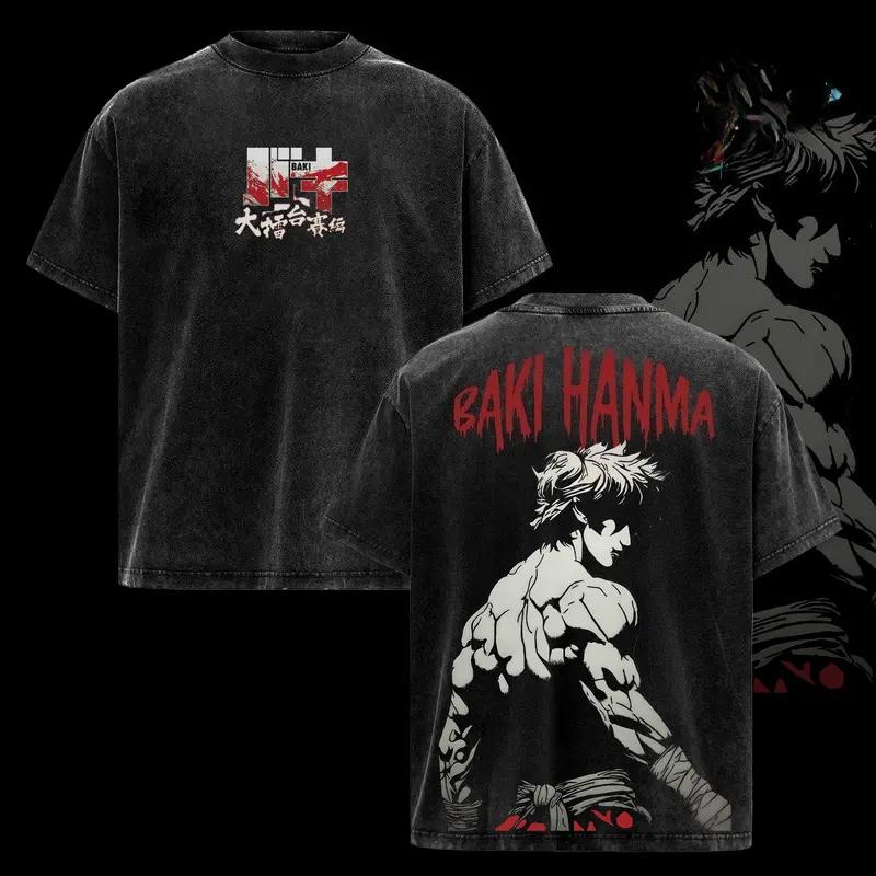 

Футболка с принтом аниме Баки Ханма Баки для мужчин и женщин, из стираного хлопка, манга, винтажная футболка, Харадзюку, мужская свободная футболка с коротким рукавом S