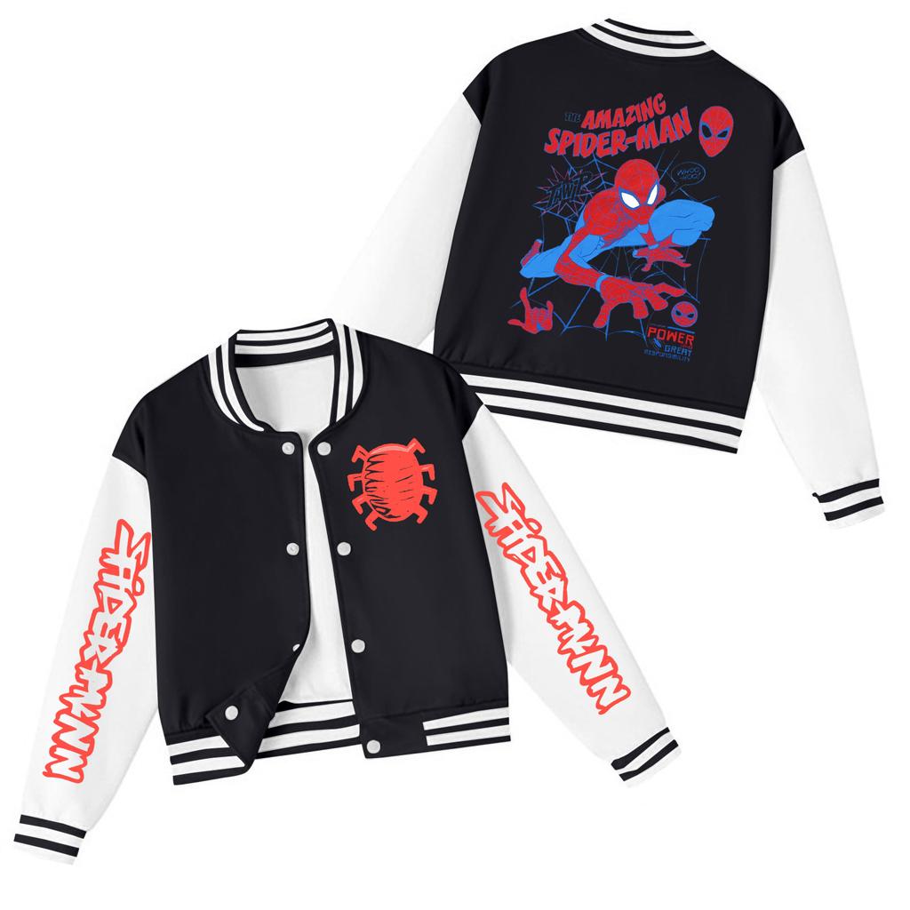 Kids' Stylish Color Neck Baseball Jacket for Boys and Girls Casual Outerwear