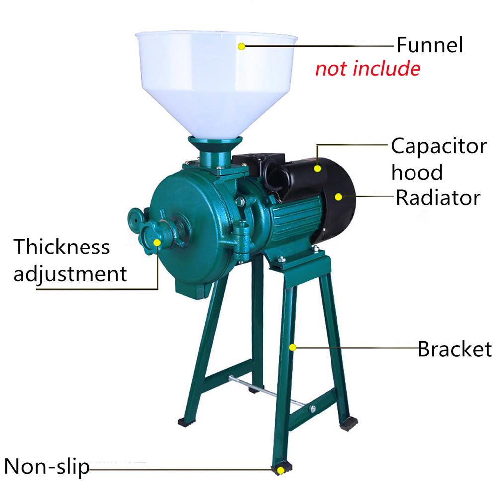 2200W Blue/Green Corn Grain Rice Milling Machine With Funnel 22.83*16.93*10.63inch Electric Feed Mill Dry Cereals Grinder