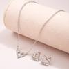 Gold Copper Two Color Women Fashion Peach Heart Studded Diamond Heart Necklace Earrings Bracelet Hollow Heart Shaped Zircon Set