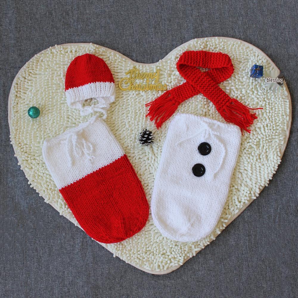 Set sac de dormit pentru fotografie bebeluși gemeni Om de zăpadă de Crăciun