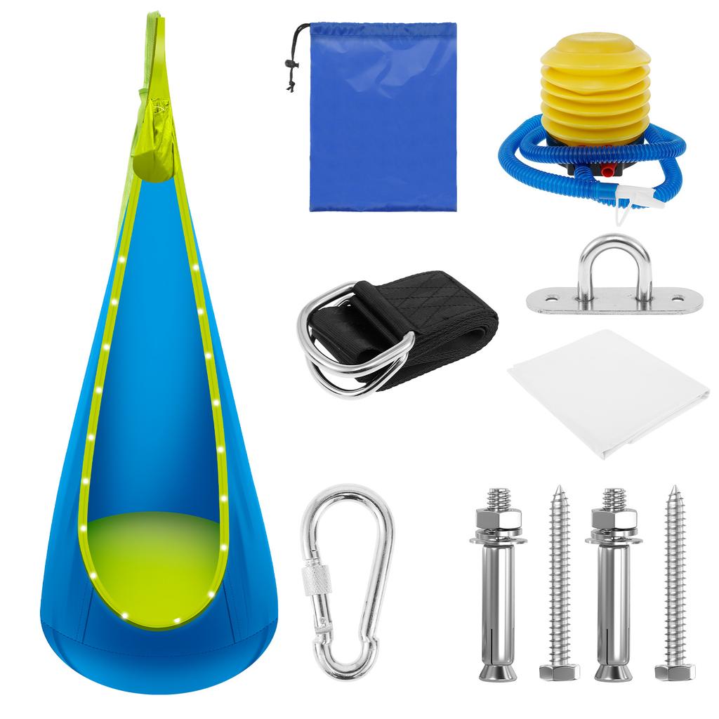 Kids Hammock Swing With LED Light Adjustable Comfortable Inflatable Sensory Swing Hanging Hammock for Indoor and Outdoor Toys