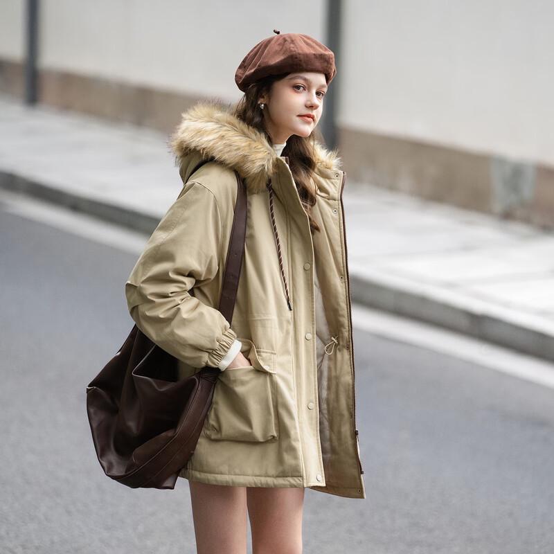 

TonLion Women s Hooded Mid-Length Padded Coat L