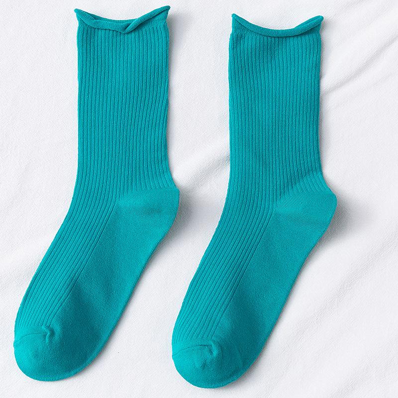 Colorful Women's Mid-Calf Candy Color Cotton Socks - Versatile for Spring and Autumn, Sporty and Over-the-Knee.