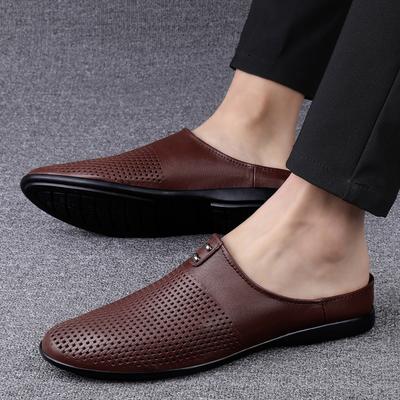Genuine Leather Breathable Half Shoes For Men Slip On Hollow Out Soft Casual Shoes High Quality Loafers Mocasines Hombre