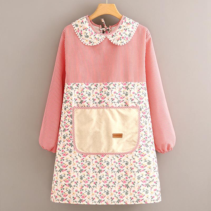 Women's Long Sleeve Canvas Apron - Breathable, Stain & Wear-Resistant Cooking Coveralls for Home Kitchen