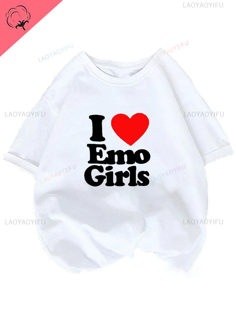 Woman Tshirt I Love Emo Boys T Shirt Short Sleeve Funny T Shirt Print Fashion Harajuku Streetwea Casual  Tops Couple Tees Top
