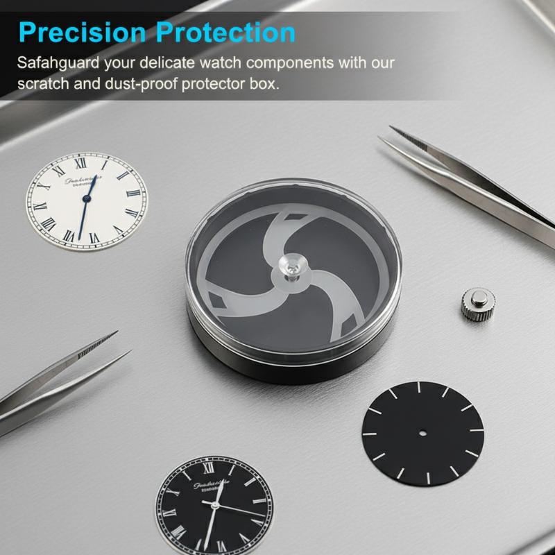 51.27mm Watch Dial Screen Protector Watchmaker Tool Clear Protective Box for Repair and Storage