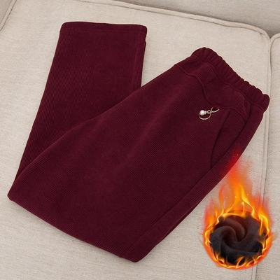 Hoge Kwaliteit Corduroy Rechte Broek Dames Herfst Winter Oversized Moeder Broek Fleece Dik Warm Casual Broek Vrouwelijk