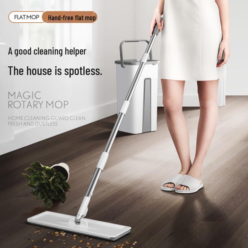 Hands-Free Flat Mop & Bucket Set for Wooden Floors