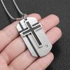 Collana da uomo con croce in acciaio inossidabile color argento, croce della fede, ciondolo con versetto biblico, medaglietta, regali di compleanno per ragazzi