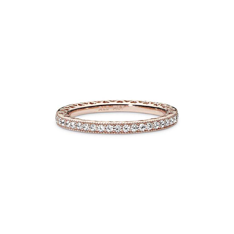 Pandora Heart Inlaid Ring Unisex Ring Rose-Gold 180963CZ Shopping Bag,58