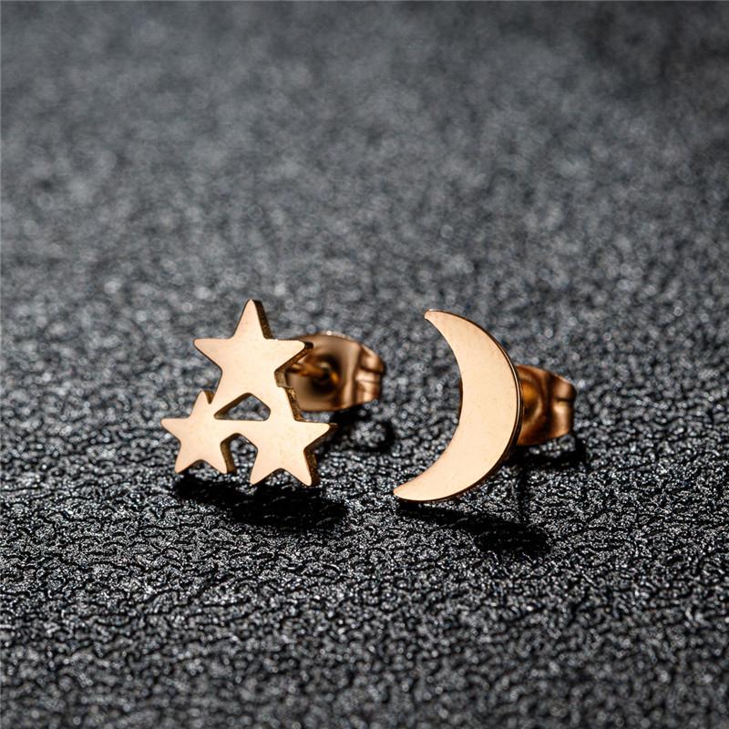 Big Star Earings Punk Stud Earrings Women Minimalist Jewelry Rose Gold Color Stainless Steel Earrings 2024 Piercing Accessories