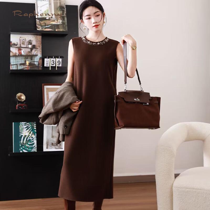 

Raphenny Women s Wool Blend Mid-Length Vest Dress L