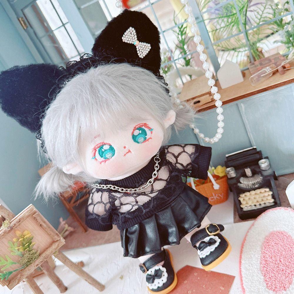 Doll Jeans Pants 20cm Doll Sweater PU Leather Skirt Plush Doll's Clothes Doll Outfit Accessories
