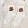 Cartoon Kapibala Capybara Little Bear Socks Spring Autumn Cotton Middle Tube Socks Cute Internet Red Korean Edition Boat Socks