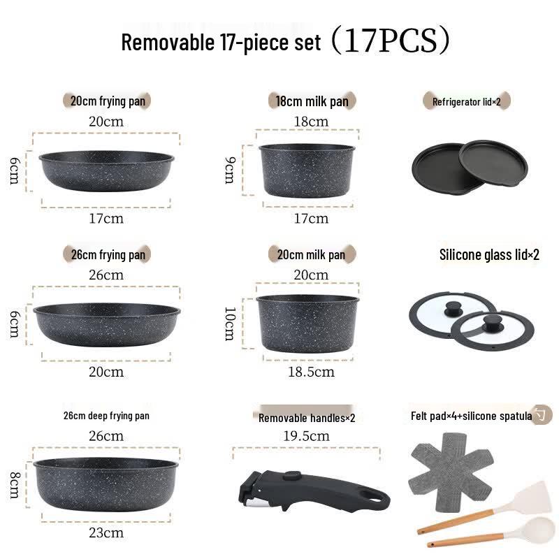 Wutuo Detachable Maifan Stone 17-Piece Cookware Set