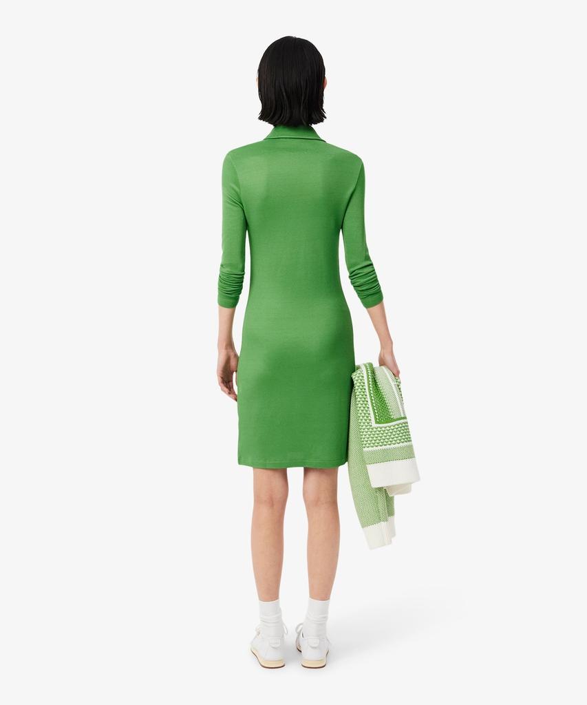 Lacoste Women'S Shiny Pique Long Sleeve Dress Ef9901-56G Npa