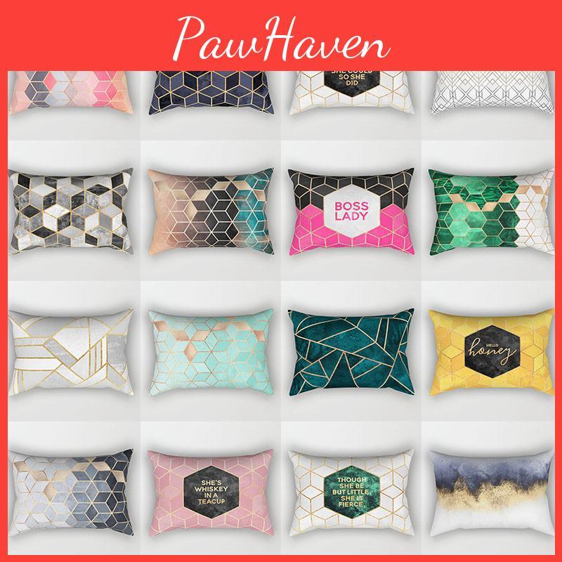 Soft And Comfortable Peach Skin Rectangle Pillow Case With Chic Geometric Marble Print For Home Styling