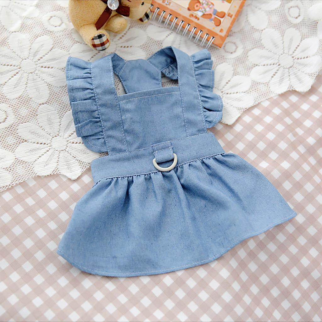 Pet Dress Cute Stylish Comfortable Side Zipper Dog Dress Costume for Spring Summer Light Blue XL