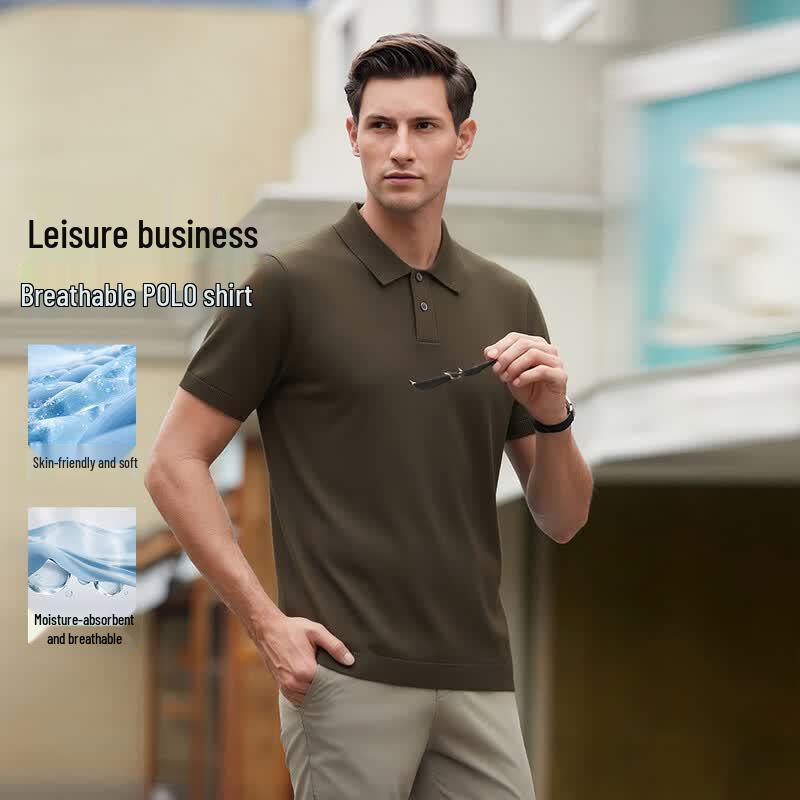 POLOMEISDO Men s Short Sleeve Moisture-Wicking Knit Shirt L