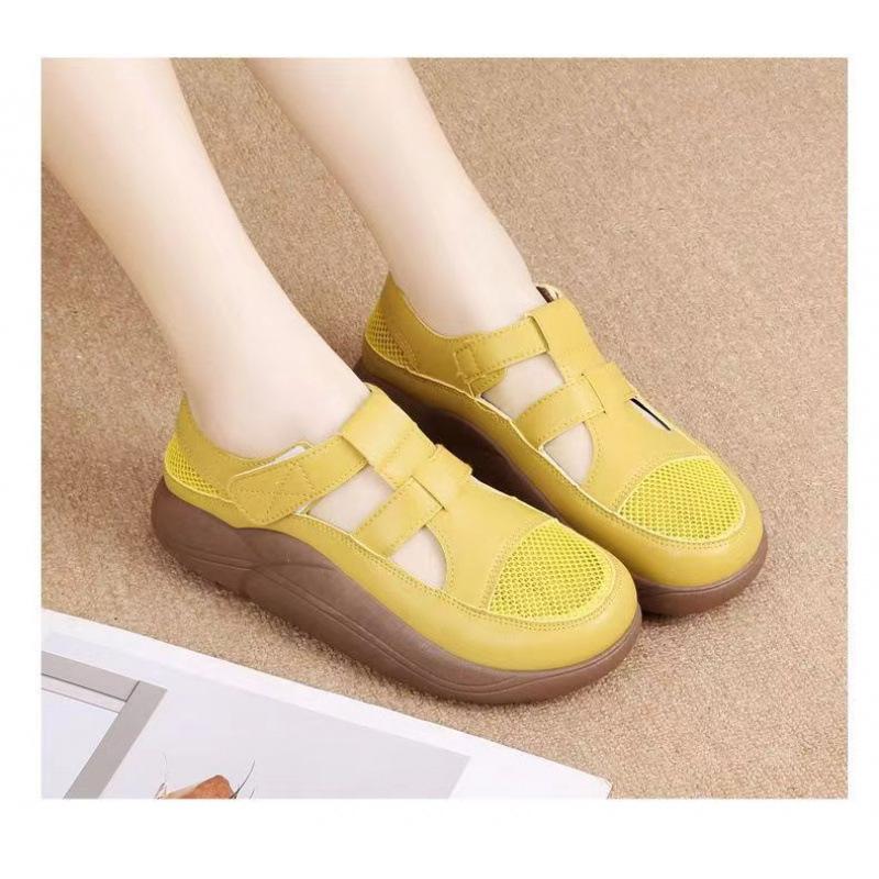 

2024 summer new ins mesh breathable little white shoes women s Korean version Velcro student hollow casual shoes 40 жовтий