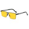 Photosensitive Color-Changing Glasses Men'S Square Sunglasses Polarized Sunglasses Anti-Ultraviolet Super Elastic Steel Leather Color-Changing Tide