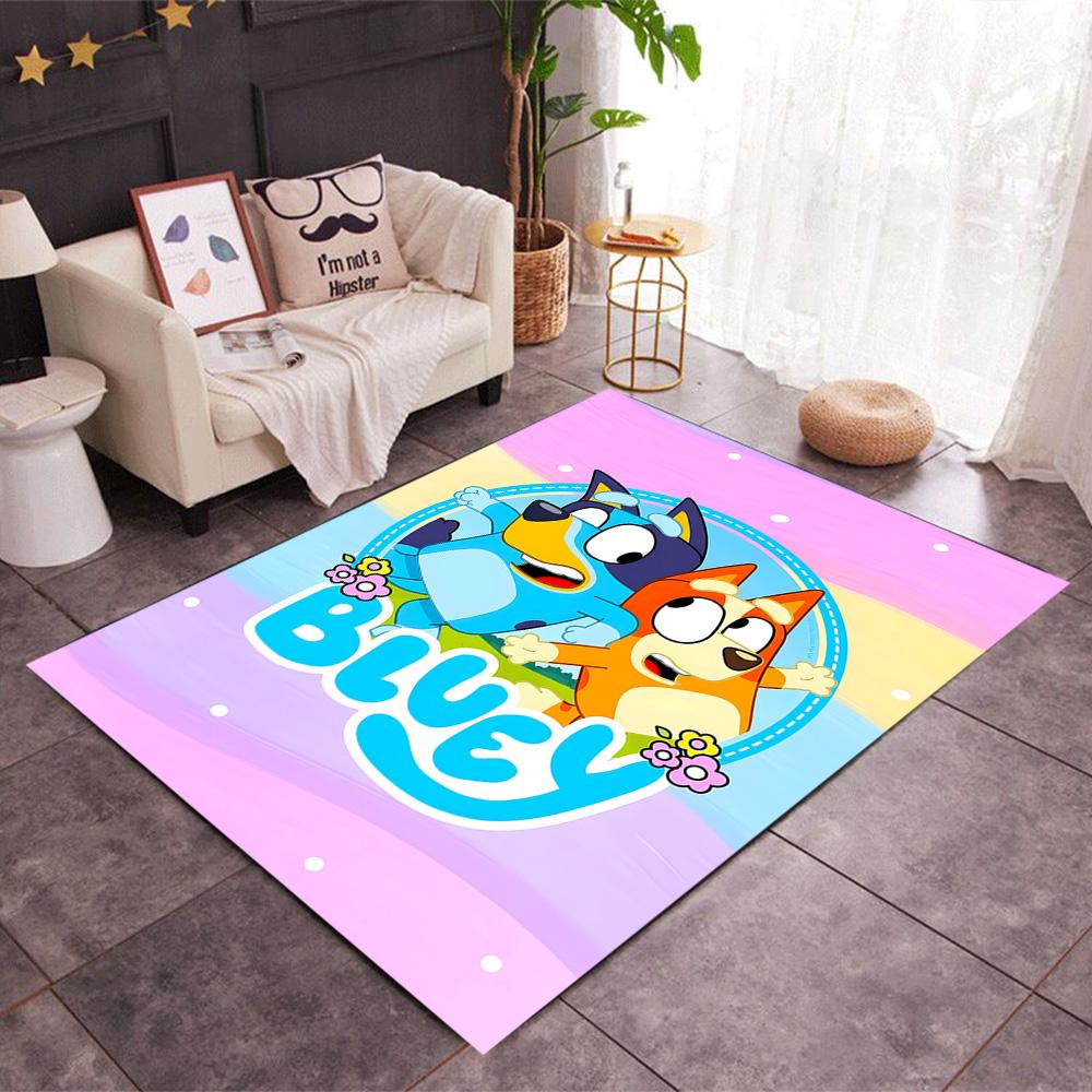 Tappeti Antiscivolo a Tema Bluey's Bus Adventure - Arredamento per la Casa in Poliestere, Adatti per Camere da Letto, Soggiorni, Ingressi, Studi e Decorazioni