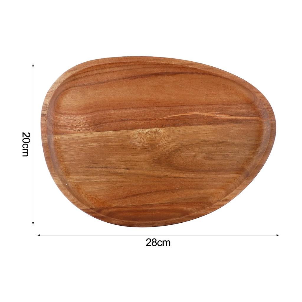 1PC Irregular Oval Wooden Dinner Plate Serving Tray Solid Wood Dinner Plates For Dishes Snack Fruit Dessert Home Decoration