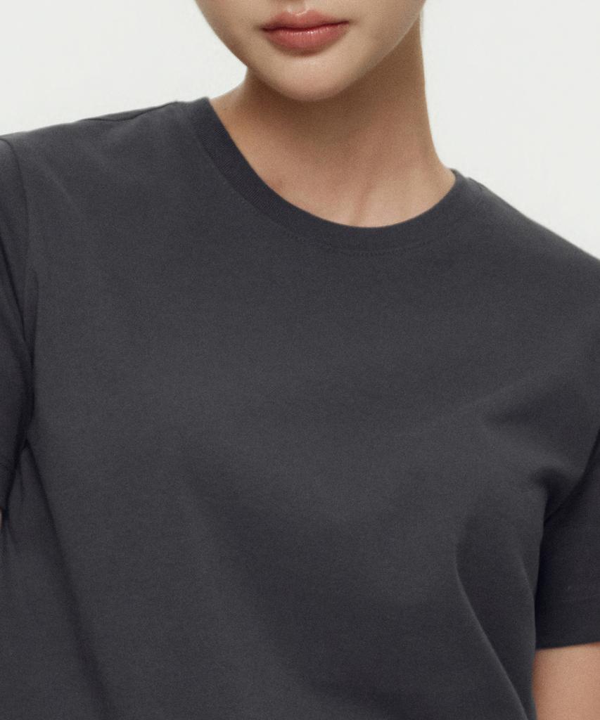 MUSINSA STANDARD WOMAN [Cooltandard] Women'S Basic Crew Neck T-Shirt [Dark Gray]