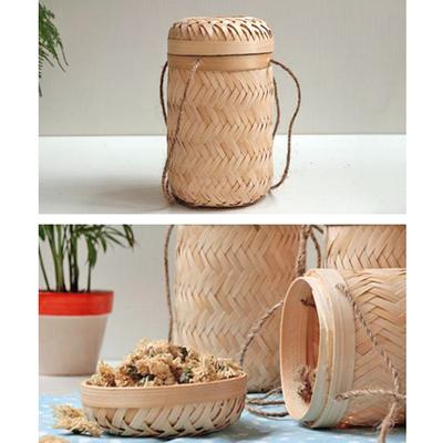 Handmade Straw Woven Storage Basket with Lid Tea-leaves Snack Rattan Organizer