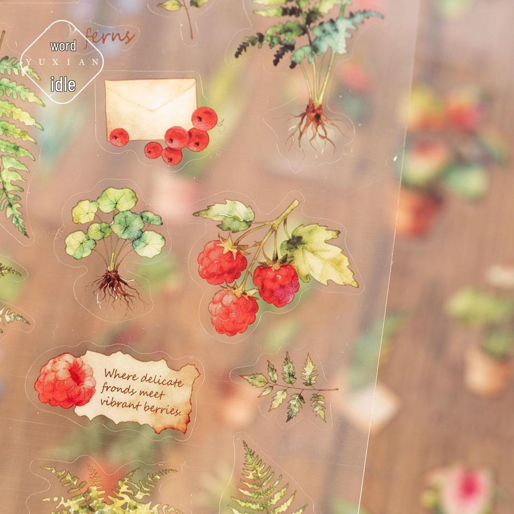 Yuxian Plant Oxygen Series Retro Plant Stickers for Journals - 2 Sheets, 4 Styles