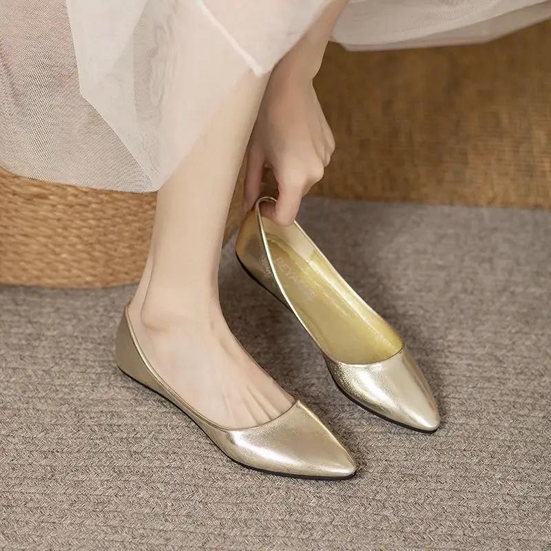 

Сексуальные элегантные туфли на низком каблуке для женщин, мокасины слипоны, офисные, популярные, дешевые, распродажа, шикарные остроносые, ликвидация, женские балетки для молодых женщин 40