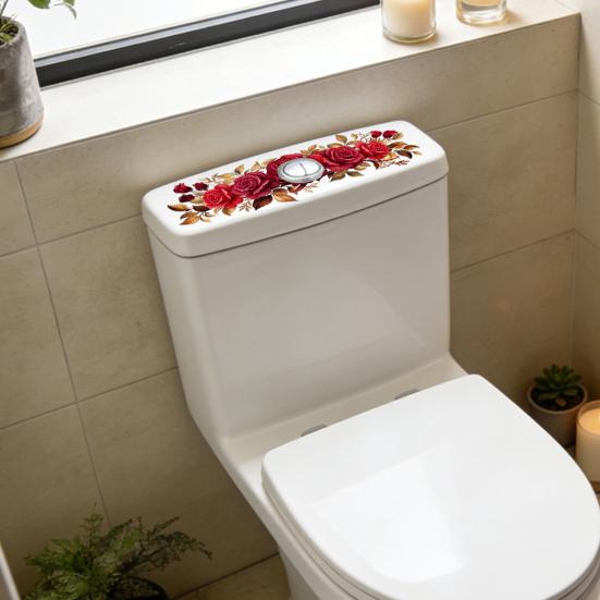 Autocollant pour abattant de WC Fleurs Autocollant Mural de Salle de Bain Adhésif DIY Imperméable Décalcomanies Florales pour Abattant de WC Décoration de Chasse d'Eau de Salle de Bain