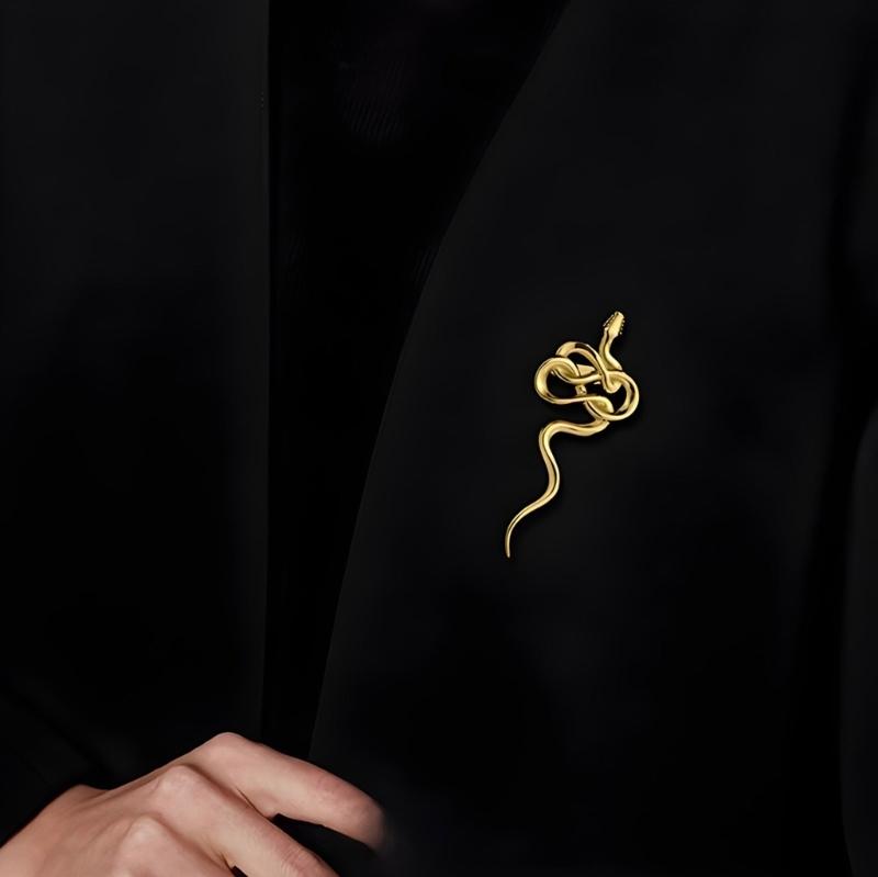 Unique Gold Snake Brooch Symbolizing Strength and Elegant Fashionable Accessory for Parties or Business Meetings