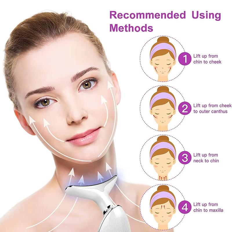 Portable 7 Color LED Face Neck Massager Vibration EMS Comfort Machine Thermal Cosmetic Skincare Accessory Tools Supply Equipment