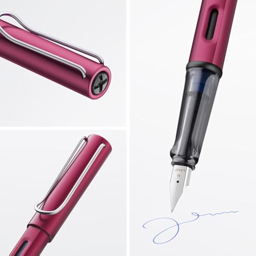 LAMY AL-Star Black Purple Fountain Pen - Ergonomic Grip and Steel Nib Size M - Lightweight Alumin...