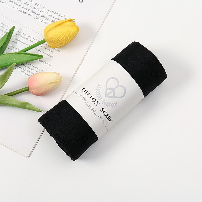 Autumn and winter new micro-elastic crumpled cotton blended long towel right angle lock edge polyester headscarf hot-selling solid color scarf